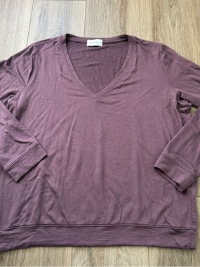 HAYES  V-Neck Long Sleeve Top in Plum XL - petite